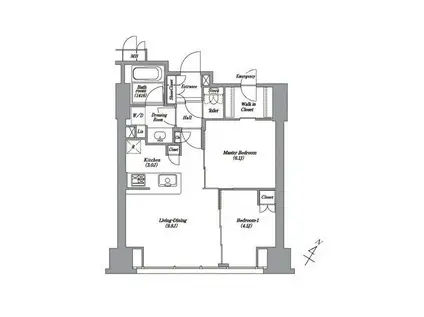 レキシントンスクエア白金高輪(2LDK/14階)の間取り写真