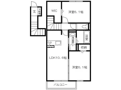 メゾン ベルハープ(2LDK/2階)の間取り写真