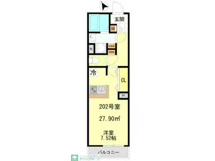 FORM相模原(1K/2階)の間取り写真
