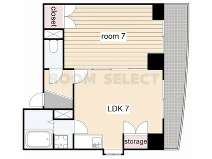 久屋グリーンビル(1DK/8階)の間取り写真