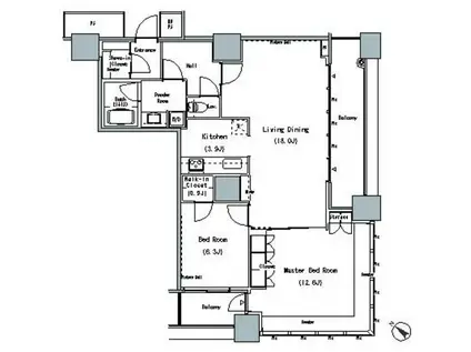 THE TOKYO TOWERS MIDTOWER(2LDK/11階)の間取り写真