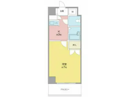 地下鉄東山線 高畑駅 徒歩4分 7階建 築32年(1K/6階)の間取り写真