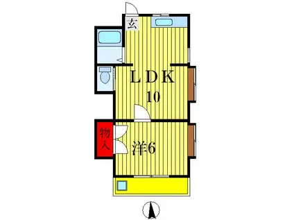 ベルハイツ(1LDK/1階)の間取り写真