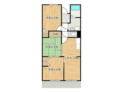 雅マンション(3LDK/1階)の間取り写真