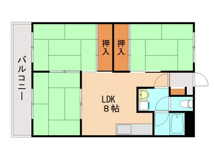 山田ビル(3DK/2階)の間取り写真