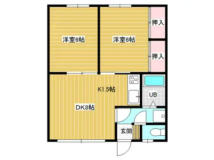明神町マンション(2DK/2階)の間取り写真