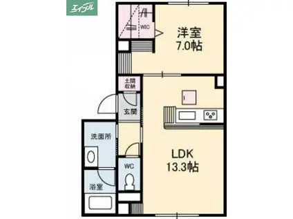 LITTLE WING(1LDK/3階)の間取り写真