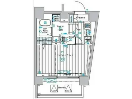 フェルクルールプレスト千住関屋(1K/2階)の間取り写真