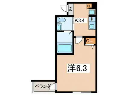 グランスクエア相模原(1K/2階)の間取り写真