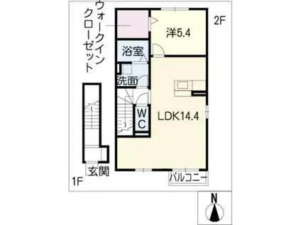 グランメゾン鶴舞A棟(1LDK/2階)の間取り写真