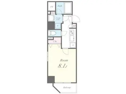 LUKICIA神楽坂 ルキシア神楽坂(1K/5階)の間取り写真