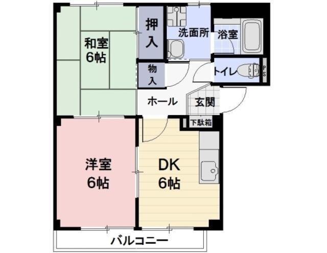 ドゥーロジュマンTERASHIMAB(2DK/2階)の間取り写真