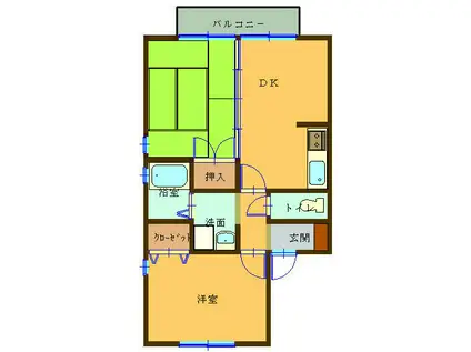 セジュールレスペテーザ(2DK/2階)の間取り写真