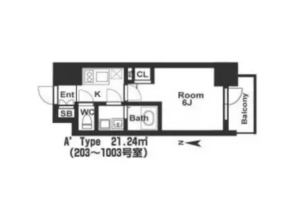 エスリード天六ラグジェ(1K/3階)の間取り写真