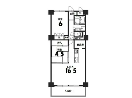 向島ニュータウン2街区(2LDK/4階)の間取り写真