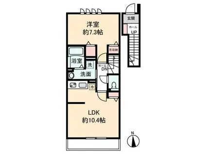 リヴァリエ稲毛(1LDK/2階)の間取り写真