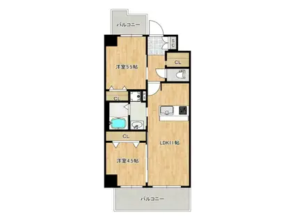 MANGOKUKEI(2LDK/5階)の間取り写真