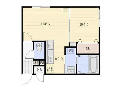 VILLAGE SOEN(1LDK/2階)の間取り写真