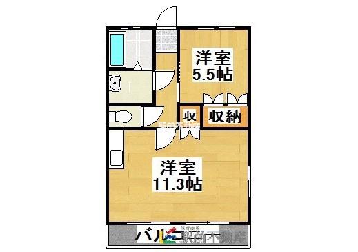 グリーンハイム甘木(1LDK/2階)の間取り写真