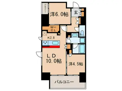 ディームス大井町(2LDK/3階)の間取り写真