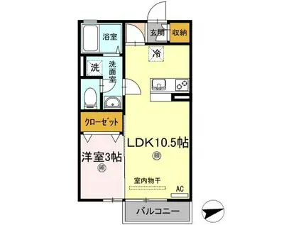 プレミール太田(1LDK/2階)の間取り写真