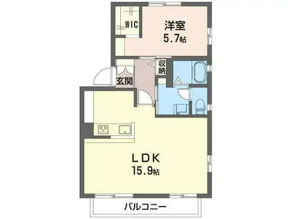 ヒルサイド善行I(1LDK/2階)の間取り写真