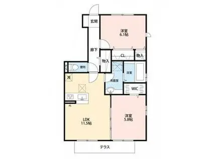 マンダリン ガルテン(2LDK/1階)の間取り写真