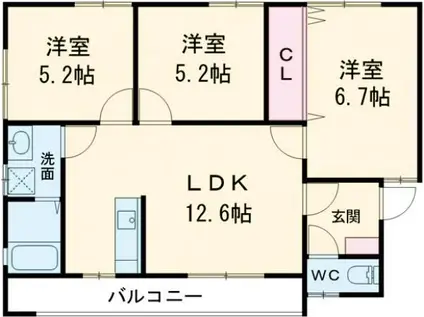 キリンハイツ(3LDK/2階)の間取り写真