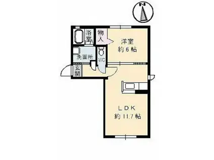 ラ・パルテール新屋敷 I(1LDK/1階)の間取り写真