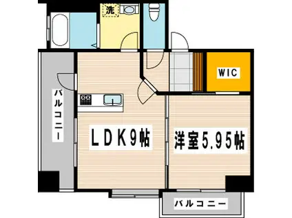 アヴィタシヨン浅生通(1LDK/9階)の間取り写真
