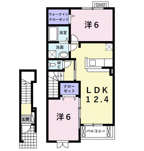 メゾンリュミエール(2LDK/2階)の間取り写真