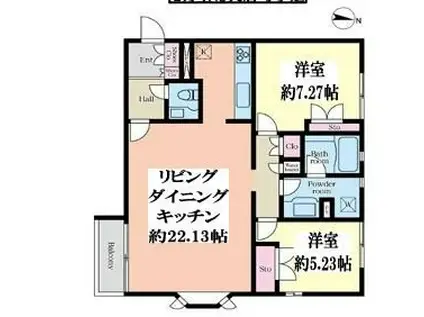 メゾン・ラ・フォンテーヌ(2LDK/2階)の間取り写真