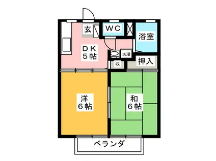 エスポワールII(2DK/1階)の間取り写真