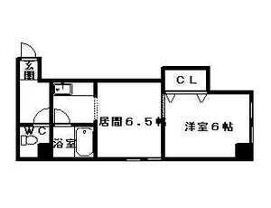 ノースランド南8条(1DK/2階)の間取り写真