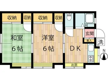 グリーンハイム清和(2DK/2階)の間取り写真