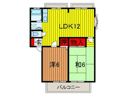 ベジェッサB棟(2LDK/1階)の間取り写真