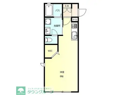 ボン・モンターニュ B(ワンルーム/1階)の間取り写真