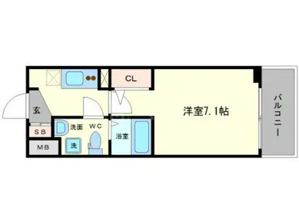 リヴィアス難波ルーチェ(1K/8階)の間取り写真