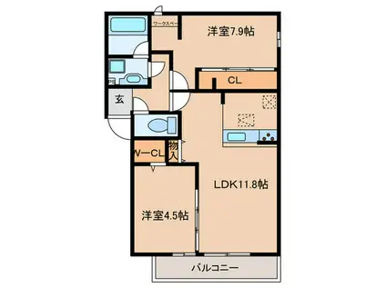 D-ROOM上ノ丸(2LDK/1階)の間取り写真