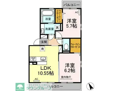 ルピナコート A(2LDK/2階)の間取り写真