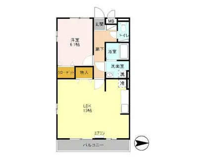 リヴェール星久喜205(1LDK/2階)の間取り写真