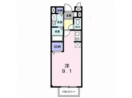 メアリーローズB(1K/1階)の間取り写真