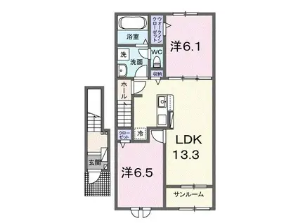 サン ブライト III(2LDK/2階)の間取り写真