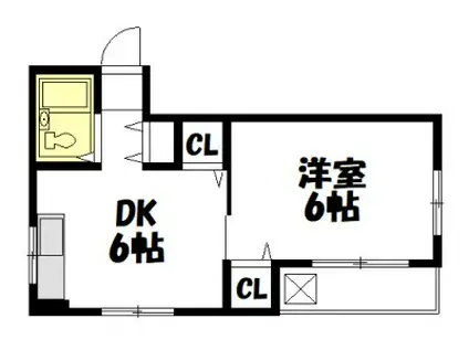 テム下北沢(1DK/4階)の間取り写真