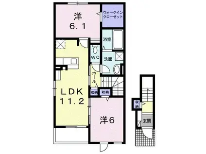 ラントシャフト ベルク(2LDK/2階)の間取り写真