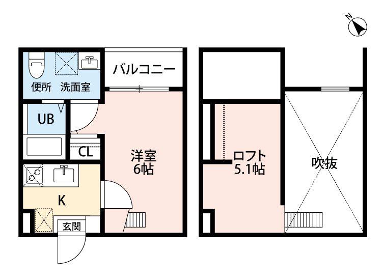 クリオス(1SK/2階)の間取り写真