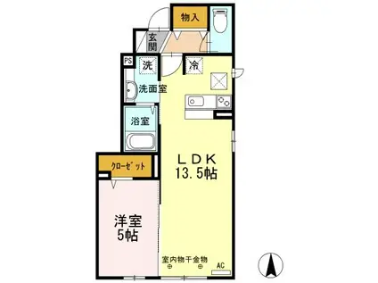 ヴィラアカシア(1LDK/1階)の間取り写真