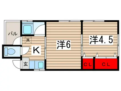 本町3丁目アパート(2K/2階)の間取り写真