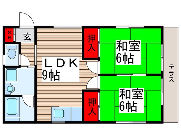 サンハイツ(2LDK/2階)の間取り写真