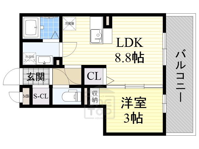 ヴィラコンフォート箕面(1LDK/2階)の間取り写真